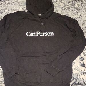 Cat Person Cozy Black Hoodie for Cat Lovers